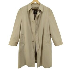 Hart Schaffner Marx Mens Trench Coat Tan 46L Removable Lining Rain Overcoat